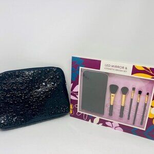 Make up bag, brush set and LED mirror